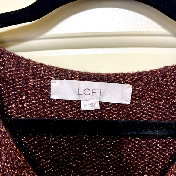 Loft Shimmer V-Neck Sweater Metallic Bronze - Picture 3 of 3
